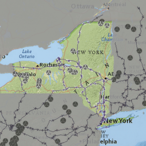 Location of current wind farms in NYS